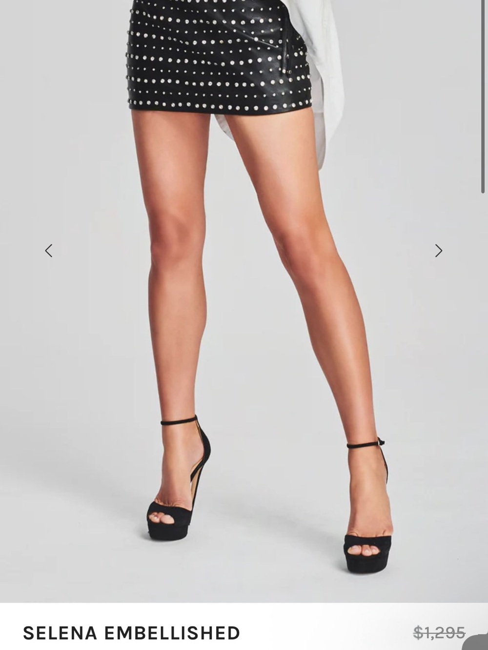Retrofete Selena Embellished Leather Mini Skirt